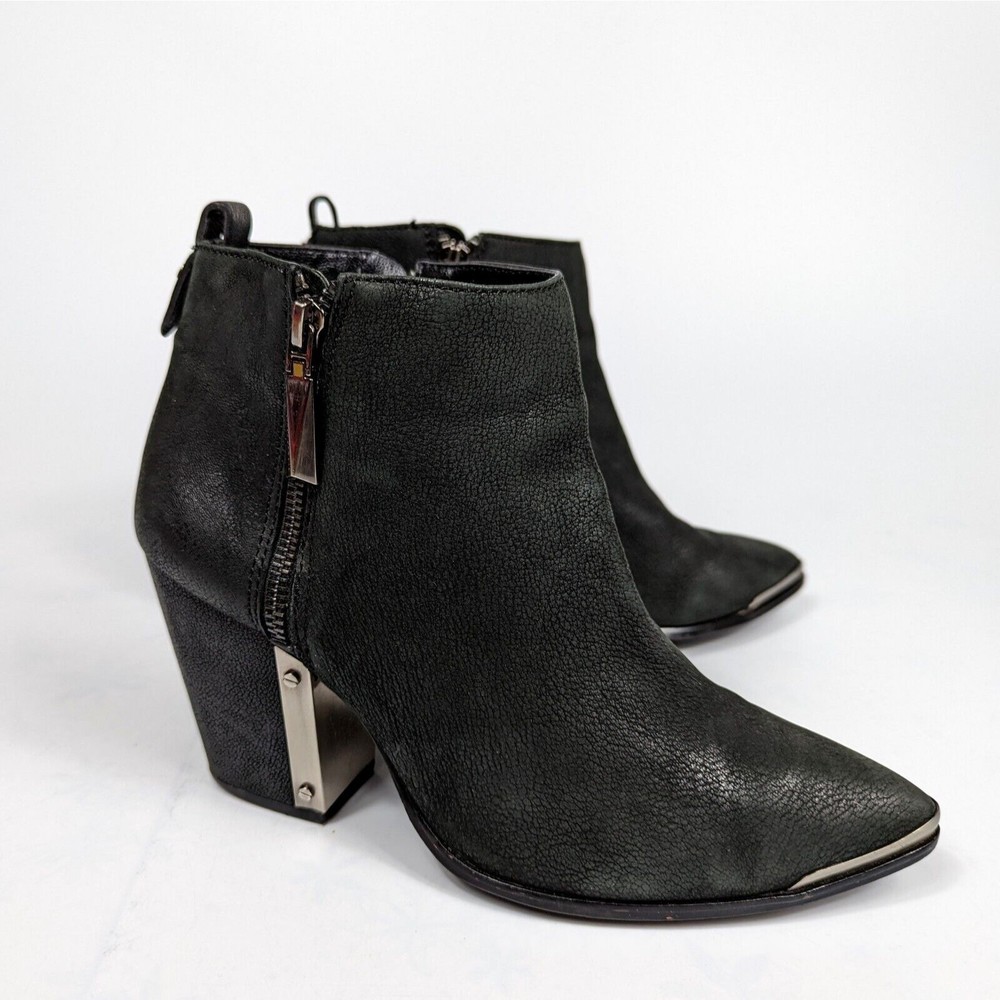 Vince Camuto Amori Boots Womens 8.5 Black Leather Booties Block Heel